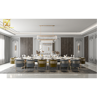 Ensemble de table à manger en marbre synthétique blanc nano italien pour 14 personnes, luxe avec 12 chaises