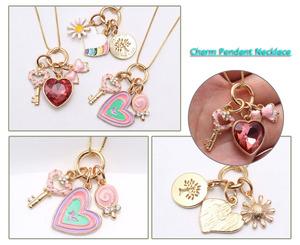 2025 nuevos collares de esmalte chapados en oro para niños, collares con colgante de corazón de girasol arcoíris con llave dulce para niños - Product Image 6