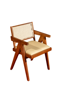 High quality Ash Wood Table With Pierre <b>Chair</b> Walnut Leather <b>Cushioned</b> Seat <b>Rattan</b> Back for Home or Hotel Dining Made From Wood - Product Image 5