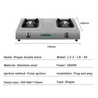 Réchaud portable à double brûleur Réchaud de cuisson au biogaz Table de cuisson au biogaz