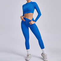 Aoyema Vêtements de sport avec logo personnalisé Costumes très vendus Ensemble leggings et hauts de yoga à compression extensible et à manches longues et séchage rapide