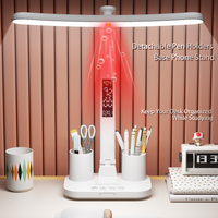 Lampe de bureau avec affichage d'horloge LED, gradation progressive, 3 températures de couleur, lampe de lecture rechargeable, lampe de table pour l'étude