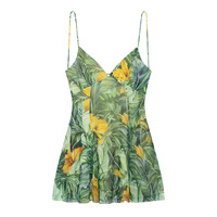 Commerce extérieur 2025 Nouvelle Robe Courte Camisole Imprimée Anti-Plis Sans Col Style Européen et Américain pour l'Été