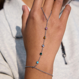 Fashion Chain <b>Bracelet</b> 18K Gold Stainless Steel Bezel <b>Set</b> Colorful Stones Women's Jewelry Gift - Product Image 3