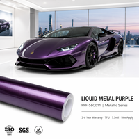 Film adhésif pour voiture en vinyle métallique liquide, couleur changeante violet, brillant, anti-rayures, amovible, ne se décolore pas, pour carrosserie de véhicule