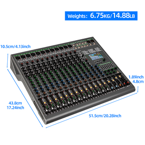 GMC-MX18 Console de Mixage DJ Professionnelle 99 Effets DSP <span class=keywords><strong>Interface</strong></span> <span class=keywords><strong>Audio</strong></span> USB 18 Canaux - Product Image 5