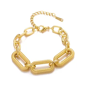 Mujeres 14K 18K chapado en oro empalme impermeable pulseras y brazaletes