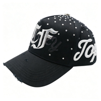 Casquette de baseball 100% qualité originale, broderie 3D, logo personnalisé, effet vieilli, visière incurvée, strass, 5 panneaux, code NFC