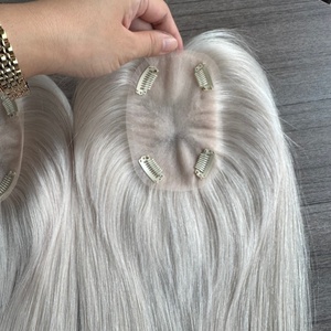 Premier Straight Virgin European Remy Hair Toupee Blanco Rubio Color Premium Remy Cabello humano Lace Front Topper - Product Image 3
