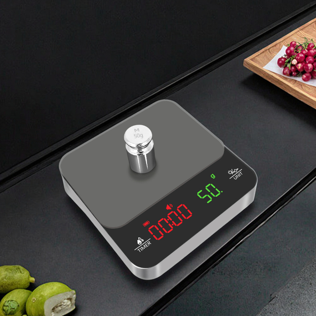 Smart Multi-Function 0.1g Espresso Electronic Scale Ultra-Thin Tempered Glass Waterproof Auto Shut Kitchen Scale Coffee Timer