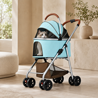 Poussette pour animaux de compagnie avec cabine détachable, cadre métallique pliable, roues en EVA, panier de rangement en maille respirante, vente en gros OEM