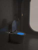 Siège de toilette intelligent en céramique moderne de haute qualité, à poser au sol, avec siphon en S/P, cuvette allongée, désodorisation automatique et télécommande