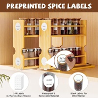 SpaceAid Étagère à épices coulissante en bambou robuste pour armoire, avec 3 tiroirs (largeur 2 po), 2 niveaux, largeur 7,6 po, naturel