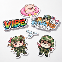 Pegatinas Personalizadas con Impresión de Diseños Lindos, Pegatinas de Vinilo Kawaii Resistentes al Agua, Pegatinas Adhesivas de PVC con Logotipo Troquelado, Brillantes y Holográficas