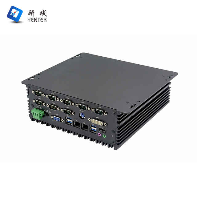 10 RS232 485 422 COM Embedded Computer HD VGA DVI Triple Display 9-36V Dual LAN Intel I3 I5 I7 DDR4 Fanless Industrial PC