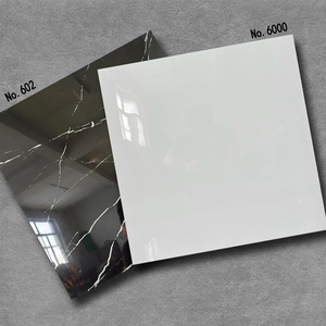Carreaux de sol en porcelaine 60x60, aspect marbre blanc et noir brillant, poli, émaillé, pleine masse, rectifié, pour <span class=keywords><strong>intérieur</strong></span> - Product Image 1