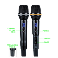 Microphone sans fil portable rechargeable de type C avec récepteur mini et microphone à écho 2-en-1 à appairage automatique