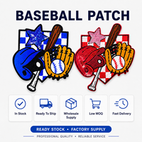 Lot de patchs de baseball à paillettes en gros, emblèmes de match universitaires, autocollants en tissu à carreaux en vrac, stock disponible pour vêtements d'extérieur
