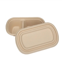 Récipients à emporter jetables en bagasse biodégradable écologique de 750ml Carrés de boîte à lunch jetables