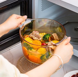 1.5 Hổ Phách Cao Thủy Tinh Borosilicate Nấu Ăn Nồi Với Nắp Chịu Nhiệt Đun Nóng Nồi Cho Bếp Nấu Ăn Thịt Hầm - Product Image 3