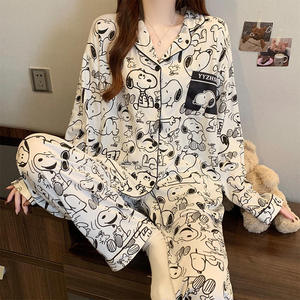 Vendita Diretta dalla Fabbrica, Nuovo <span class=keywords><strong>Pigiama</strong></span> Autunnale a Maniche Lunghe per Donne, Set con Cardigan <span class=keywords><strong>Aperto</strong></span>, Simpatico Cartone Animato Snoopy - Product Image 6