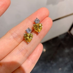 Wholesale Eco-friendly Copper Heart Cut Yellow Zircon Pendant <b>Earrings</b> <b>Set</b> Premium Quality Jewelry <b>Set</b> Simple for Daily Style - Product Image 4