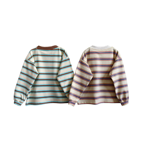 Vestiti all'ingrosso <span class=keywords><strong>alla</strong></span> <span class=keywords><strong>moda</strong></span> <span class=keywords><strong>per</strong></span> bambini <span class=keywords><strong>felpe</strong></span> a righe in cotone lavorato a maglia <span class=keywords><strong>per</strong></span> ragazzi e <span class=keywords><strong>ragazze</strong></span> Oversize Casual Pullover top <span class=keywords><strong>per</strong></span> bambini - Product Image 3