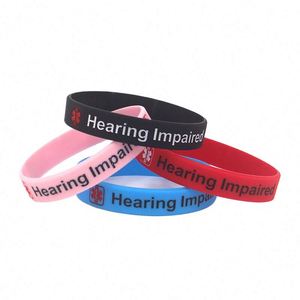 Pulsera de Silicona con Señal de Advertencia para Personas con Discapacidad Auditiva, Regalo de Promoción de Conciencia Médica, Pulsera de Goma Personalizable - Product Image 6