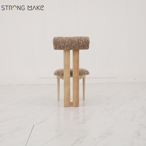 Sedia da Pranzo Contemporanea di Lusso Minimalista <span class=keywords><strong>in</strong></span> Stile Wabi Sabi, Rivestita <span class=keywords><strong>in</strong></span> Bouclé Sherpa, Colore Noce, <span class=keywords><strong>per</strong></span> <span class=keywords><strong>Cucina</strong></span> e Sala da Pranzo - Product Image 4