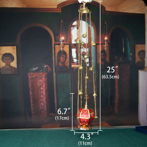 Handgefertigtes Orthodoxes Goldenes Weihrauchfass mit Lebhaften Roten Emailakzenten für Kirchliche Zeremonien - Product Image 6