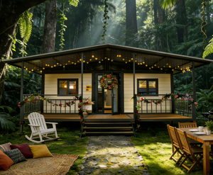 Casa Modular Tipo Bungalow Estilo Resort, Casa Prefabricada para Jardín, Vivienda Prefabricada - Product Image 1