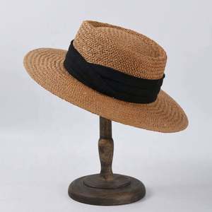 Chapeau de soleil de plage unisexe en paille tressée style canotier pour femmes et hommes, avec 3 rubans décoratifs tressés – Nouvelle collection été très tendance - Product Image 3