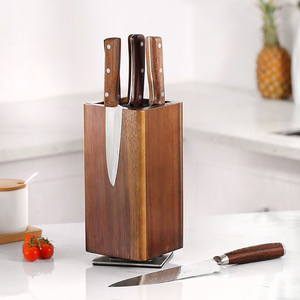 Bloc de <span class=keywords><strong>couteaux</strong></span> magnétique en bois d'acacia rotatif à 360 degrés en gros - Product Image 3