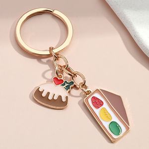 Llavero con Colgante de Comida de Dibujos Animados, Llaveros Metálicos Personalizados con Baño de Oro, Estilo Redondo, Llaveros Modernos - Product Image 6
