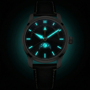 Montres mécaniques automatiques personnalisées avec logo de marque privée, phase de lune rétrograde, date, cadran soleil, montre-bracelet classique - Product Image 3