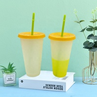 Gobelet magique à café en plastique coloré, sans BPA, personnalisé, 16 24 oz, tasse à changement de couleur d'eau froide réutilisable avec couvercles et pailles