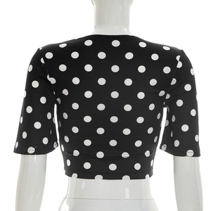 Viviblook D26TP120 Top corto ajustado con estampado de lunares y manga corta para mujer, novedad de verano, Sexy, para mujer - Product Image 2