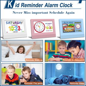 Horloge numérique avec calendrier parlant à rétroéclairage LED de 7 pouces avec plusieurs interfaces et affichage de texte couleur pour enfants - Product Image 4