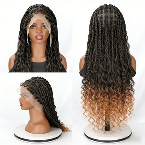 Parrucca Sintetica ad Alta Densità Tintabile, Stile Boho Goddess Locs, 30 Pollici, Treccine a Crochet Stile Messy Box, Ricci, con Frontale in Pizzo, da Donna - Product Image 3