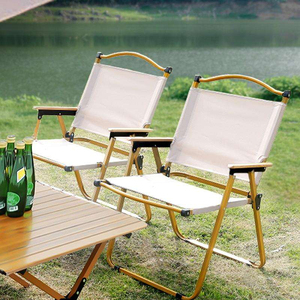 Chaise de camping pliable légère et portable, accoudoirs en bois de hêtre, tissu Oxford 600D, imperméable, robuste, mobilier d'extérieur, pique-nique - Product Image 4
