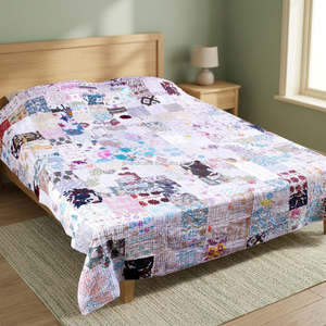 Couvre-lit de reine patchwork Kantha fait main - Product Image 4