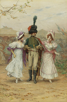 Peinture d'art classique européenne, impression de peinture célèbre sur toile avec cadre en bois, décoration murale pour salon