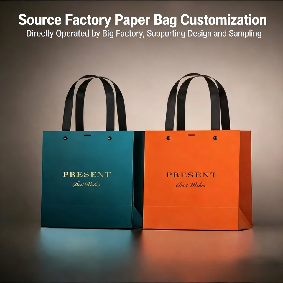 Luxury Eco-Friendly Recyclable White Kraft Paper Gift Bag Ribbon Handle ...