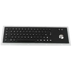 Teclado de ordenador de metal negro con trackball