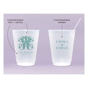 Vasos de Plástico Flexibles Personalizados de 10 Oz, Románticos, Reutilizables, Resistentes a los Golpes, para Playa, Recuerdos de Boda - Product Image 4
