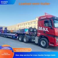 Semi-remorque à plateau surbaissé à six essieux d'une capacité de 60 tonnes pour machines de construction et charges surdimensionnées, origine Chine