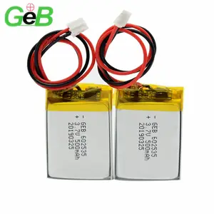GEB Lipo 500mah 602535 3.7V Lithium Polymer Battery 400mAh Flat Li-ion Rechargeable Battery with PCB lithium-ion battery pack