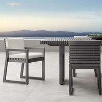 Ensemble de salle à manger moderne et minimaliste en alliage d'aluminium pour l'extérieur - Tables et chaises de jardin, résistantes à l'eau et au soleil, pour hôtels