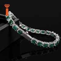 Gelang Tenis Zamrud 5x5mm S925 Sterling Berlapis Emas 18K VVS Moissanite Potongan Kotak Gelang Pria Wanita