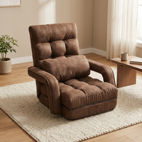 Canapé-lit pliant moderne 3-en-1 en forme de L avec cadre métallique, fauteuil inclinable réglable en tissu suédé, chaise longue paresseuse avec coussin pour salon